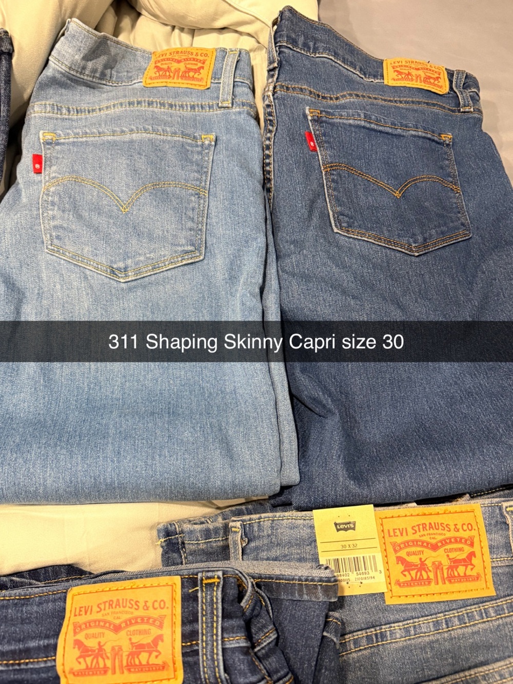 Levi's 311 Shaping Skinny Capri Jeans - Light Blue & Dark Blue Denim